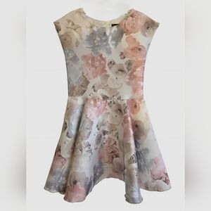 Charming Floral Kids Dress in Pink and Gray